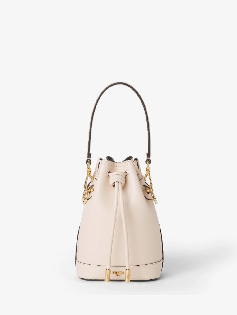 Fendi Cream Leather Drawstring Bucket Bag